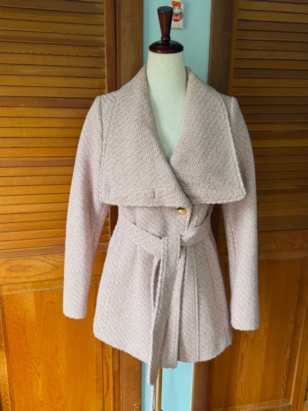 Dollcore Dolly Gyaru Himekaji Pink Oversized Collar Pea Coat Jacket S